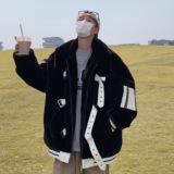 22双色皮扣羊羔绒外套男女宽松仿兔毛加厚棉服上衣秋冬mj606-p168，男装棉衣，电商B288