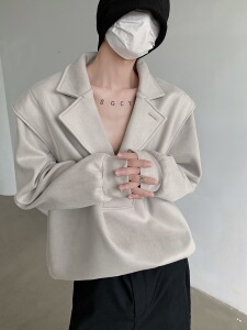 24春季男士新中式大v领性感麂皮绒卫衣mj1024-p95图片