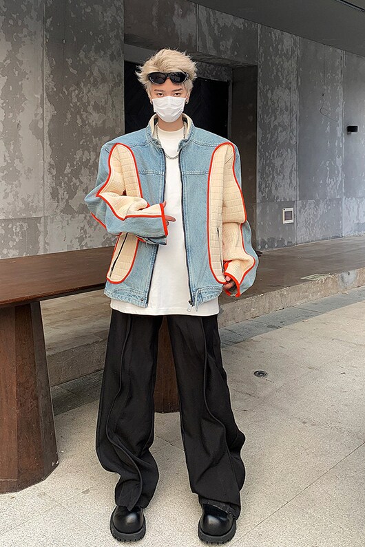 24春季超重工巴家设计感拼接撞色水洗牛仔夹克JK38-P218现货,男装夹克,电商B288