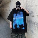 辣弟高街复古抽象印花情侣上衣甜酷宽松短袖T恤大码半袖DX20-P38，男装T恤，电商B288