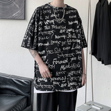 夏季港风潮牌字母涂鸦凉感印花冰丝短袖T恤男女情侣半袖tx09-p30，男装T恤，电商B288