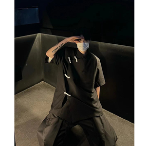 现货！25冰丝新中式垫肩盘扣短袖民风丝滑凉感半袖T恤DX32-P65图片