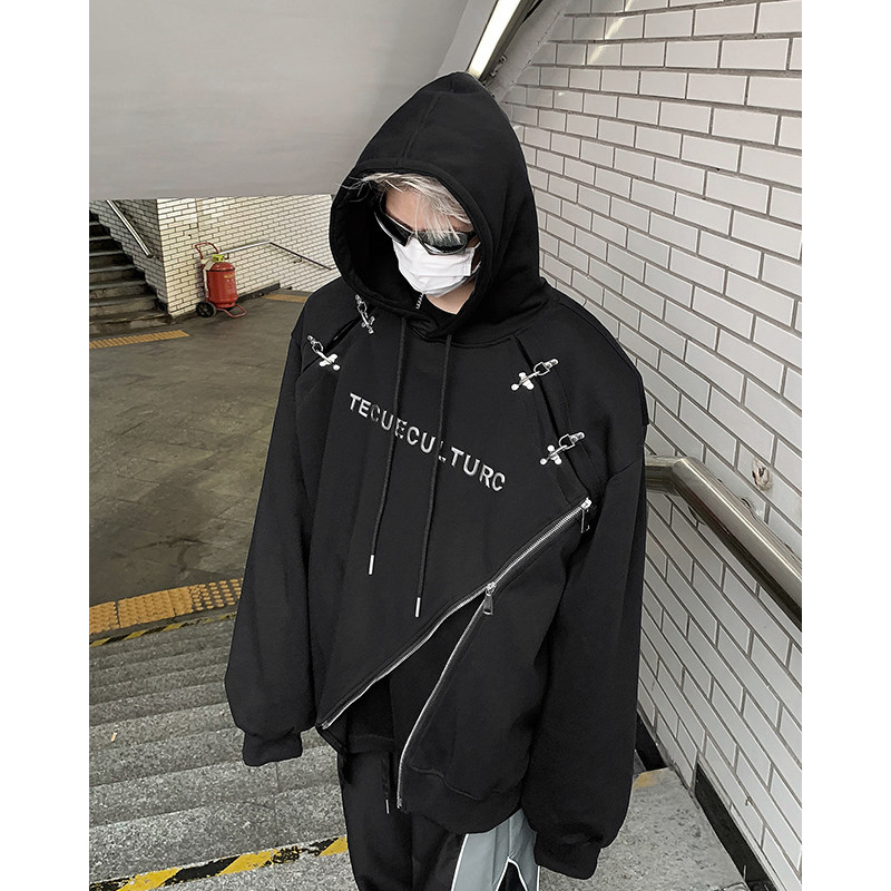 23秋冬拉链飞机扣插肩袖高品质连帽垫肩卫衣mj926-p98现货图片