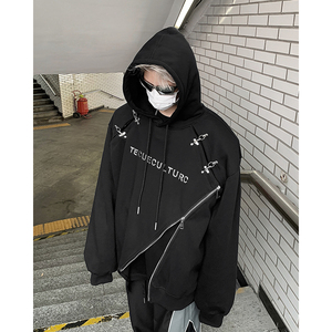 23秋冬拉链飞机扣插肩袖高品质连帽垫肩卫衣mj926-p98现货图片