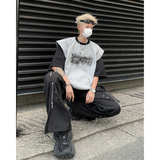 现货！25夏季男士假两件T恤设计感垫肩印花小飞袖短袖DX116-P78，男装T恤，电商B288