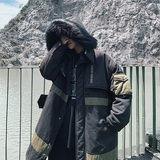 冬季工装加厚拼接大毛领棉衣男潮流中长款宽松风衣外套mj351-p178，男装风衣，电商B288