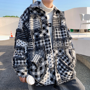 现货流苏特色拼接毛呢夹棉加厚棉服外套乞丐服呢子大衣mj623-p138图片