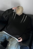 23秋冬男士设计感垫肩多拉链圆领内搭卫衣MJ944-P88现货，男装卫衣，电商B288