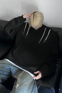 23秋冬男士设计感垫肩多拉链圆领内搭卫衣MJ944-P88现货图片