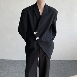 现货 25青果领西服设计金属扣斜门襟小众西装上衣XZ26-P128图片