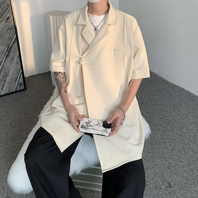 23夏季新中式风男士短袖衬衫冰丝盘扣气质上衣MJ700-P70,男装T恤,电商B288