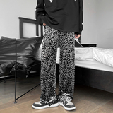秋季豹纹休闲长裤显瘦丝滑丝绒男士亮面港风裤子b288-ck88-p50，男装休闲裤，电商B288
