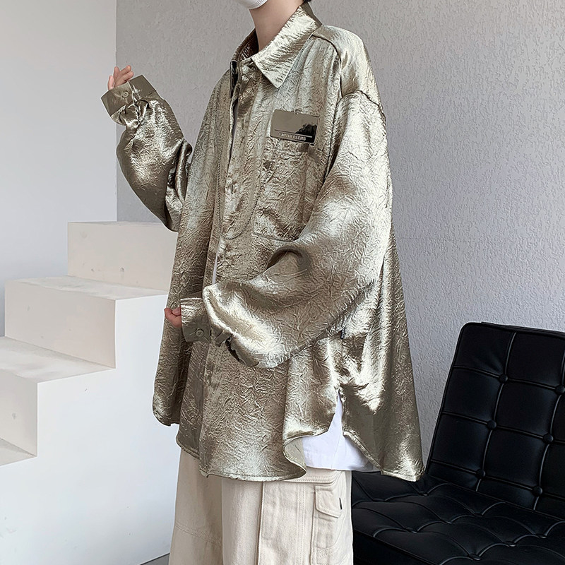 23春金属质感顺滑衬衫仙仙褶皱肌理冰丝外套CS03-P68,男装衬衫,电商B288