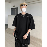 现货！25夏季男士设计感金属气孔畔带垫肩短袖T恤DX122-P75，男装T恤，电商B288