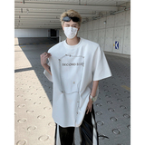 现货！25夏季男士设计感垫肩铆钉印花短袖T恤DX98-P68，男装T恤，电商B288