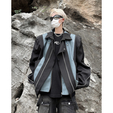 23秋冬假两件解构风J夹克拼接撞色机车外套JK15-P168，男装夹克，电商B288