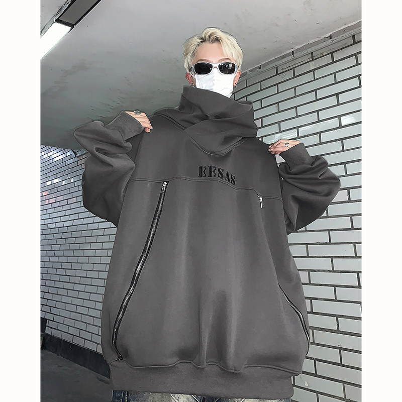 23秋冬忍者拉链卫衣围脖重磅暗黑连帽套头上衣MJ919-P95现货,男装卫衣,电商B288