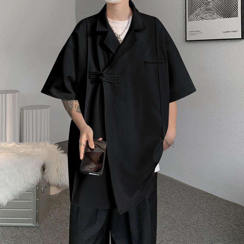 23夏季新中式风男士短袖衬衫冰丝盘扣气质上衣MJ700-P70,男装T恤,电商B288