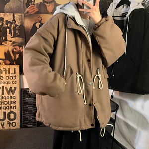 假两件毛呢大衣加棉棉衣冬情侣连帽潮流男女棉服B288-mj520-p120图片