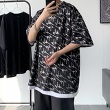 22夏款盐系短袖T恤港风男士宽松韩版黑色蹦迪烫金短袖tx05-p30，男装T恤，电商B288