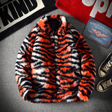 22潮牌大码斑马纹环保皮草加厚加棉保暖大码棉衣mj238-p150，男装棉衣，电商B288