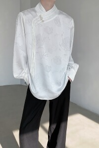 24新中式盘扣写襟提花丝滑衬衫CS26-P98图片