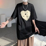 23多巴胺穿搭烫钻宝石设计感休闲短袖男宽松爱心印花T恤DX51-P68，男装T恤，电商B288