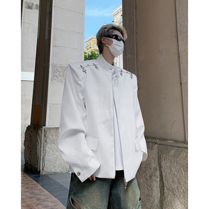 23秋新男夹克外套飞机扣垫肩金属拉链上衣工装西装JK02-P120现货图片