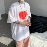 23多巴胺穿搭烫钻宝石设计感休闲短袖男宽松爱心印花T恤DX51-P68，男装T恤，电商B288