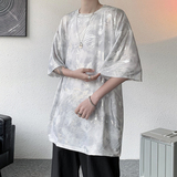 现货！港风小清新烫金短袖T恤冰丝宽松oversize仙仙半袖tx10-p35，男装T恤，电商B288