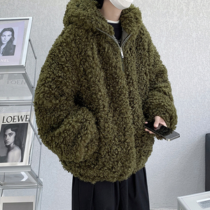 22特色款大羊卷绿海藻环保皮草加棉毛毛衣棉衣外套MJ684-P158，男装针织衫/毛衣，电商B288