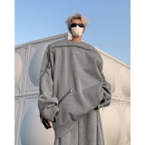 现货！秋冬设计感垫肩拉链重工卫衣套装TZ06-裤子p95衣服p115，男装休闲套装，电商B288