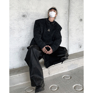 现货 25秋冬设计感拉链金属扣垫肩套头卫衣mj1032-p98图片