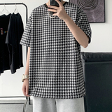 21夏季新款男士T恤宽松黑白千鸟格夏装短袖b288-tx03-p30，男装T恤，电商B288