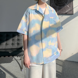 23新原创夏季清新泡泡纱云朵短袖衬衫晕染沙滩T恤DX08-P50，男装T恤，电商B288
