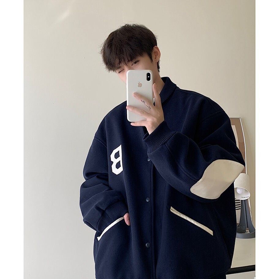 22秋冬新款男士上衣棒球服宽松毛呢潮流加厚夹克外套MJ678---P128,男装夹克,电商B288