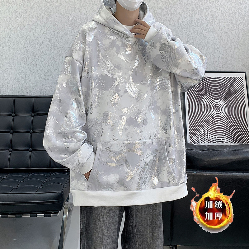 冬季新烫金连帽卫衣宽松学生定制图案加绒套头衣服B288-WY05-P78,男装卫衣,电商B288