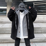 21冬季新款撞色毛呢假两件拼接羊羔毛棉衣男短款外套fy07p150，男装棉衣，电商B288