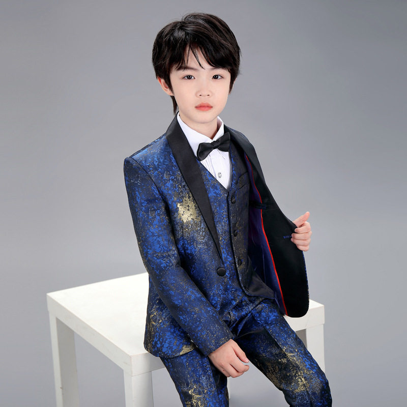 儿童马甲三件套西服帅气英伦男童花童小主持人礼服男孩钢琴演出服