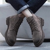秋冬工装 真皮马丁靴男高帮皮靴子百搭透气男鞋 英伦风中帮男士 短靴