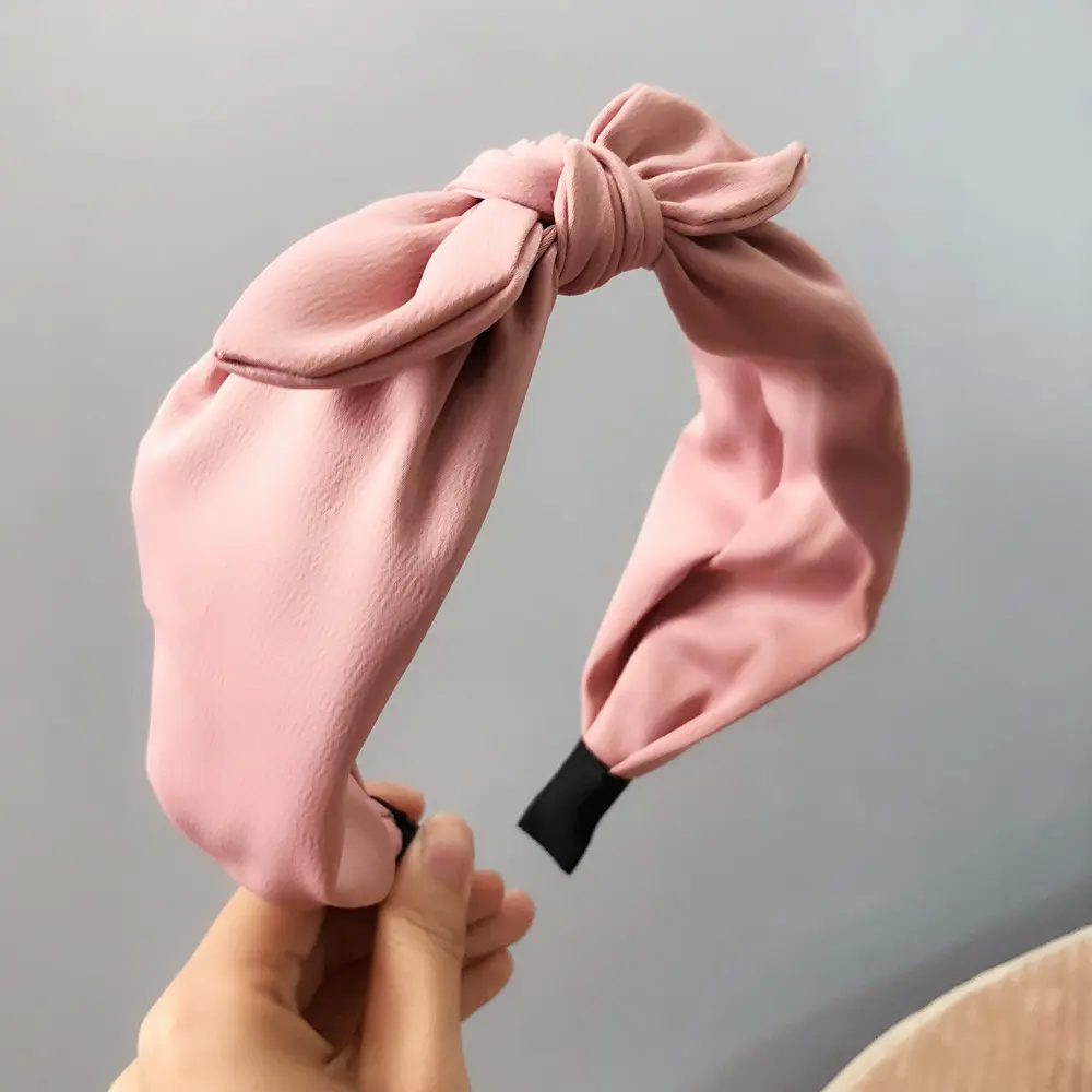 B182-1纯色个性兔耳朵打结发箍宽边 甜美小清新布艺发饰头饰