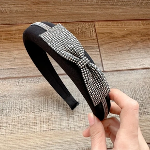 B128满钻蝴蝶结发箍海绵高颅顶简约发饰韩版 闪钻高颅顶头箍女