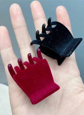 A142-2磨砂植绒顶夹新年红色气质碎发刘海小号发抓侧面抓夹女