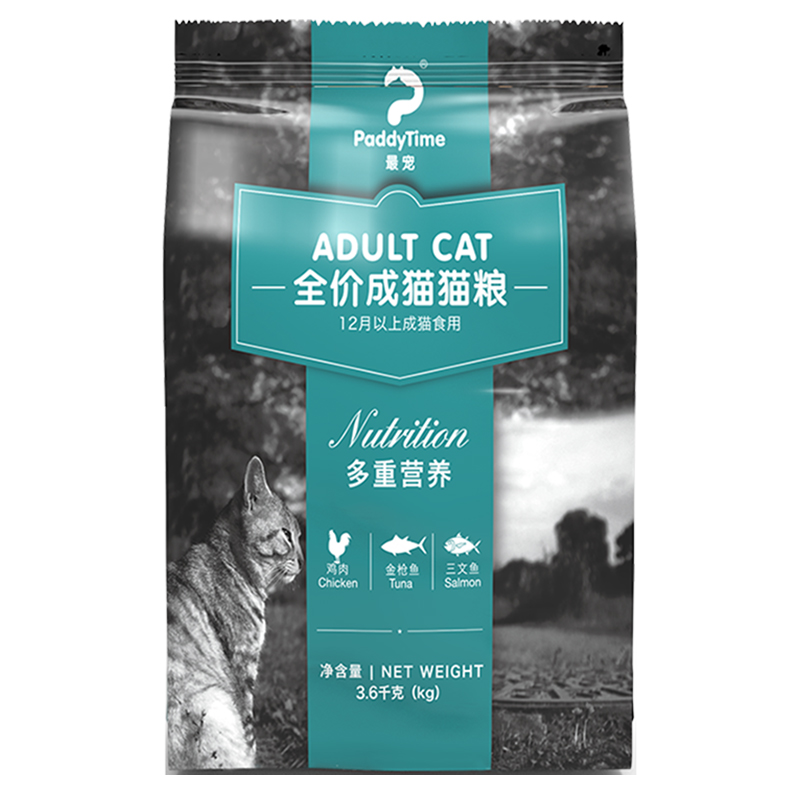 paddytime最宠无谷全价成猫粮3.6kg 增肥发腮通用全期主食猫食饭 宠物/宠物食品及用品 猫全价膨化粮 原图主图