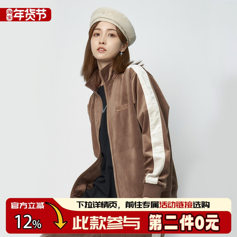 THEWIZBRAND 春季美式复古风拼接刺绣丝绒休闲夹克外套装男女款