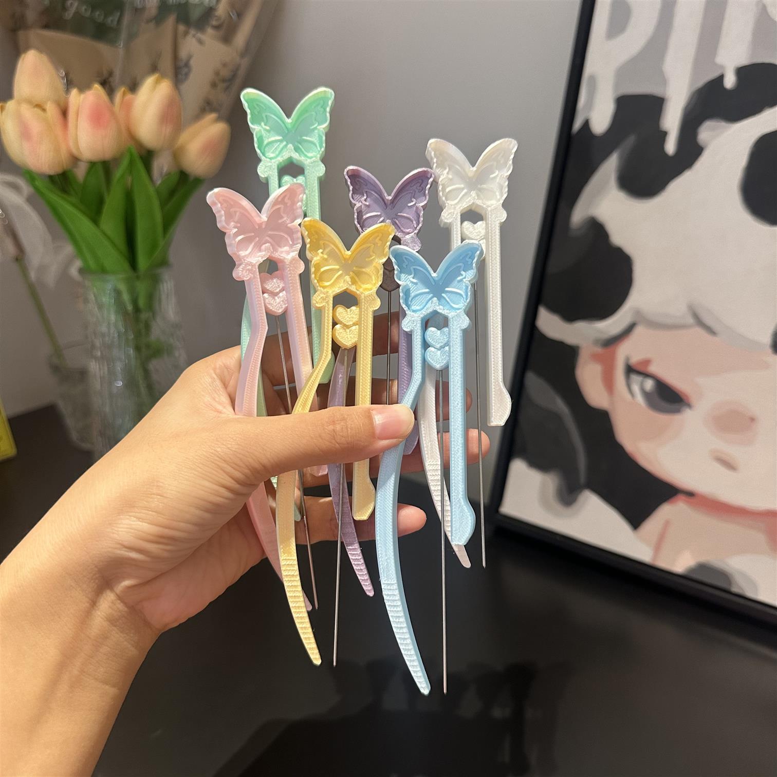 新泡芙卷拼豆笔2.6mm长针夹子镊子拼豆工具猫爪铲子神器蝴蝶豆铲