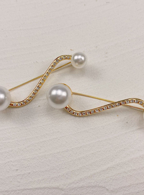 开衫外套胸针 珍珠别针防走光装饰韩版扣针百搭连衣裙收腰S型扣针