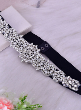 时尚水钻松紧腰带束腰女腰封装饰连衣裙百搭衬衫礼服外套大衣腰部