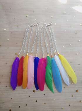 新款皮草外套串珠配件彩色羽毛装饰狐狸毛女时尚手工水晶吊坠流苏