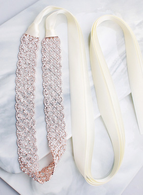 宽腰带腰封钻饰新娘婚纱礼服配饰水钻女式舞会派对腰饰奢华镶钻